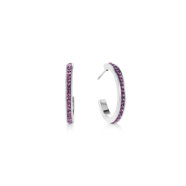 Coeur De Lion Silver Hoop Earrings - Amethyst