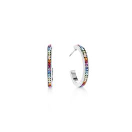 Coeur De Lion Silver Hoop Earrings - Multicolour