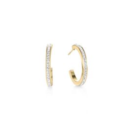 Coeur De Lion Gold Hoop Earrings - Clear Crystal