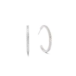 Coeur De Lion Eternal Love Big Crystal Hoop Earrings - Silver