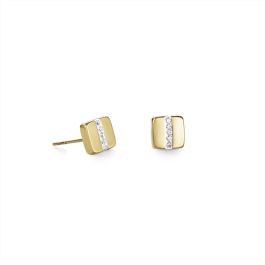 Coeur De Lion Pave Square Stud Earrings - Clear Crystal and Gold