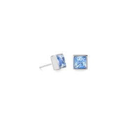 Coeur De Lion Brilliant Square Earrings - Silver Light Blue