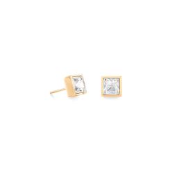 Coeur De Lion Brilliant Square Earrings Gold Crystal