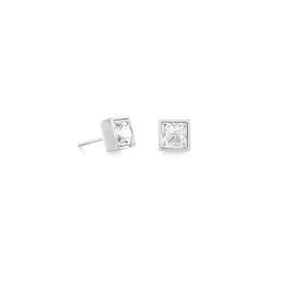 Coeur De Lion Brilliant Square Earrings - Silver Crystal