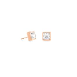Coeur De Lion Brilliant Square Earrings - Rose Gold Crystal