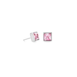 Coeur De Lion Brilliant Square Earrings - Silver Light Pink