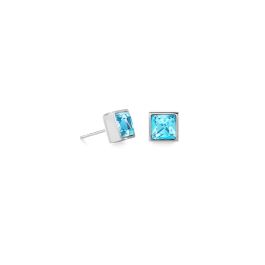 Coeur De Lion Brilliant Square Earrings - Silver Aqua
