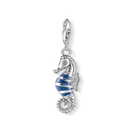 Thomas Sabo Charm Pendant - Silver and Blue Enamel Seahorse