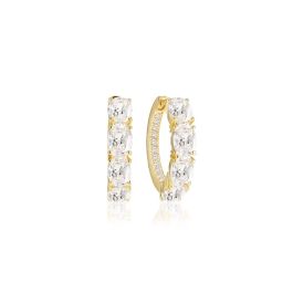 Sif Jakobs Ellisse Creolo Earrings - Gold with White Zirconia