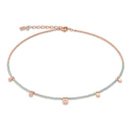 Coeur De Lion Sparkling Coins Light Green Rose Gold Necklace