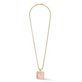 Coeur De Lion Amulet Spikes Necklace - Square Rose Quartz Gold Pink