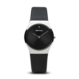Bering Ladies Classic Polished Silver and Black Watch