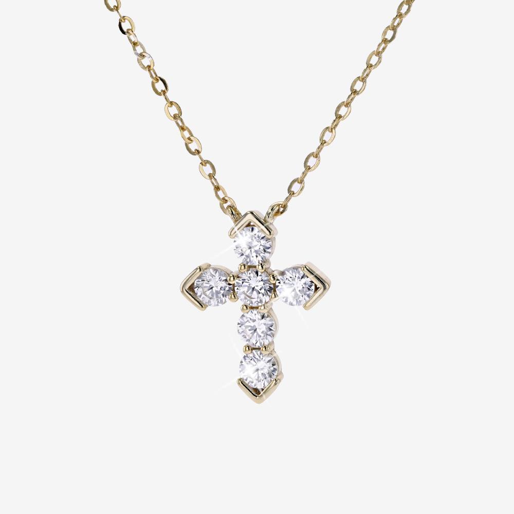 18ct Gold On Silver DiamonFlash® Cross Necklace