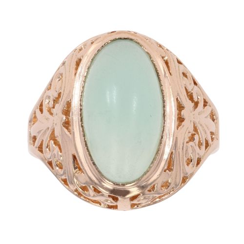 14ct Rose Gold Green Gemstone Ring