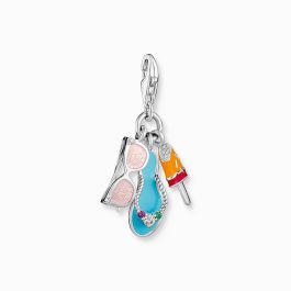 Thomas Sabo Charm Pendant - Silver Enamel Sunglasses with Flip Flops and Ice Lolly