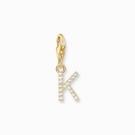 Thomas Sabo Letter K Charm Pendant - Gold with White Zirconia