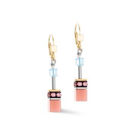 Coeur De Lion GeoCUBE Earrings - Aqua and Apricot
