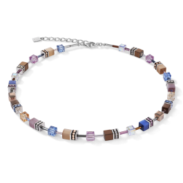 Coeur De Lion GeoCUBE Necklace - Blue Brown Lilac