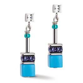 Coeur De Lion GeoCUBE Earrings - Iconic Turquoise and Purple