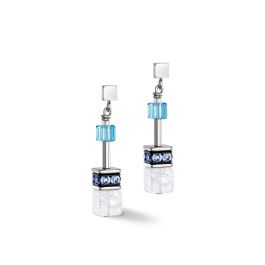 Coeur De Lion GeoCUBE Earrings - Iconic Rock Crystal Blue White