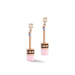 Coeur De Lion GeoCUBE Earrings - Light Blue and Rose