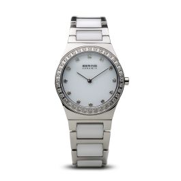 Bering Ladies White Ceramic and Stainless Steel Swarovski Set Watch