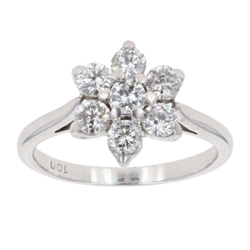14ct White Gold 1.00ct Diamond Cluster Ring