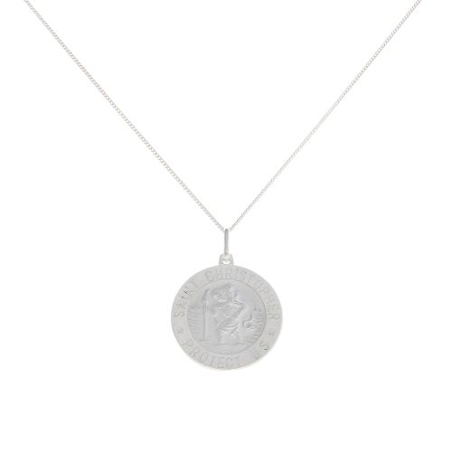 Silver St Christopher Pendant And Chain 18" By Icesia