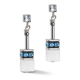 Coeur De Lion GeoCUBE Earrings - Iconic Monochrome Aqua