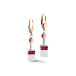 Coeur De Lion GeoCUBE Earrings - Rose White and Pink