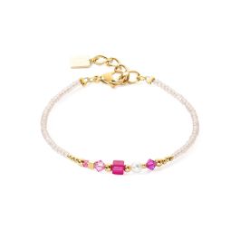 Coeur De Lion Bracelet Square Stripes - Gold and Magenta