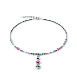 Coeur De Lion Brilliant Square Trilogy Necklace - Multicolour Winter