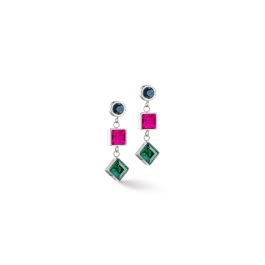 Coeur De Lion Brilliant Square Trilogy Earrings - Multicolour Winter