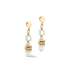 Coeur De Lion Mini Cube Earrings - Gold White