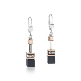 Coeur De Lion GeoCUBE Earrings - Onyx Black and Rose Gold