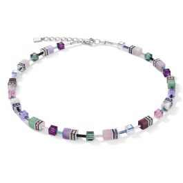 Coeur De Lion GeoCUBE Necklace - Crystals and Gemstones Lilac-Green