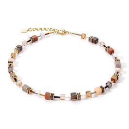 Coeur De Lion GeoCUBE Necklace - Iconic Precious Brown and Gold