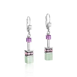 Coeur De Lion GeoCUBE Earrings - Crystals and Gemstones Lilac-Green
