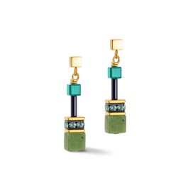 Coeur De Lion GeoCUBE Earrings - Iconic Precious Green and Gold