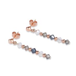 Coeur De Lion Stainless Steel Rose and Grey Stud Drop Earrings