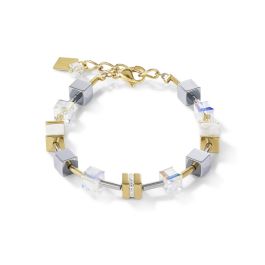 Coeur De Lion GeoCUBE Bracelet - Gold with White Crystal and Howlite