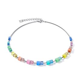 Coeur De Lion GeoCUBE Necklace - Silver and Pastel Couple