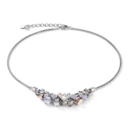 Coeur De Lion GeoCUBE Cluster Necklace - Silver and Rose
