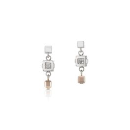 Coeur De Lion GeoCUBE Cluster Earrings - Silver and Rose