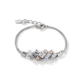 Coeur De Lion GeoCUBE Cluster Bracelet - Silver and Rose