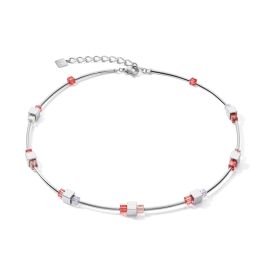 Coeur De Lion GeoCUBE Necklace - Haematite and Silver Red Crystals