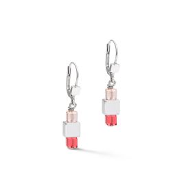 Coeur De Lion GeoCUBE Earrings - Haematite and Silver Red Crystals