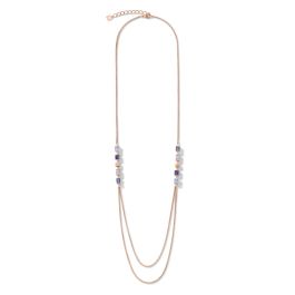 Coeur De Lion GeoCUBE and Chain Necklace - Rose and Blue