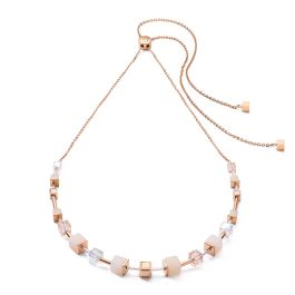 Coeur De Lion GeoCUBE Chain Necklace - Pink Aventurine Rose Gold Peach