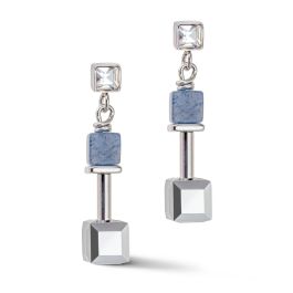 Coeur De Lion GeoCUBE Precious Slider Earrings - Silver Blue